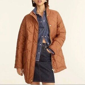 J Crew Quilted Cocoon Puffer with PrimaLoft MP Rose Gold Nutmeg